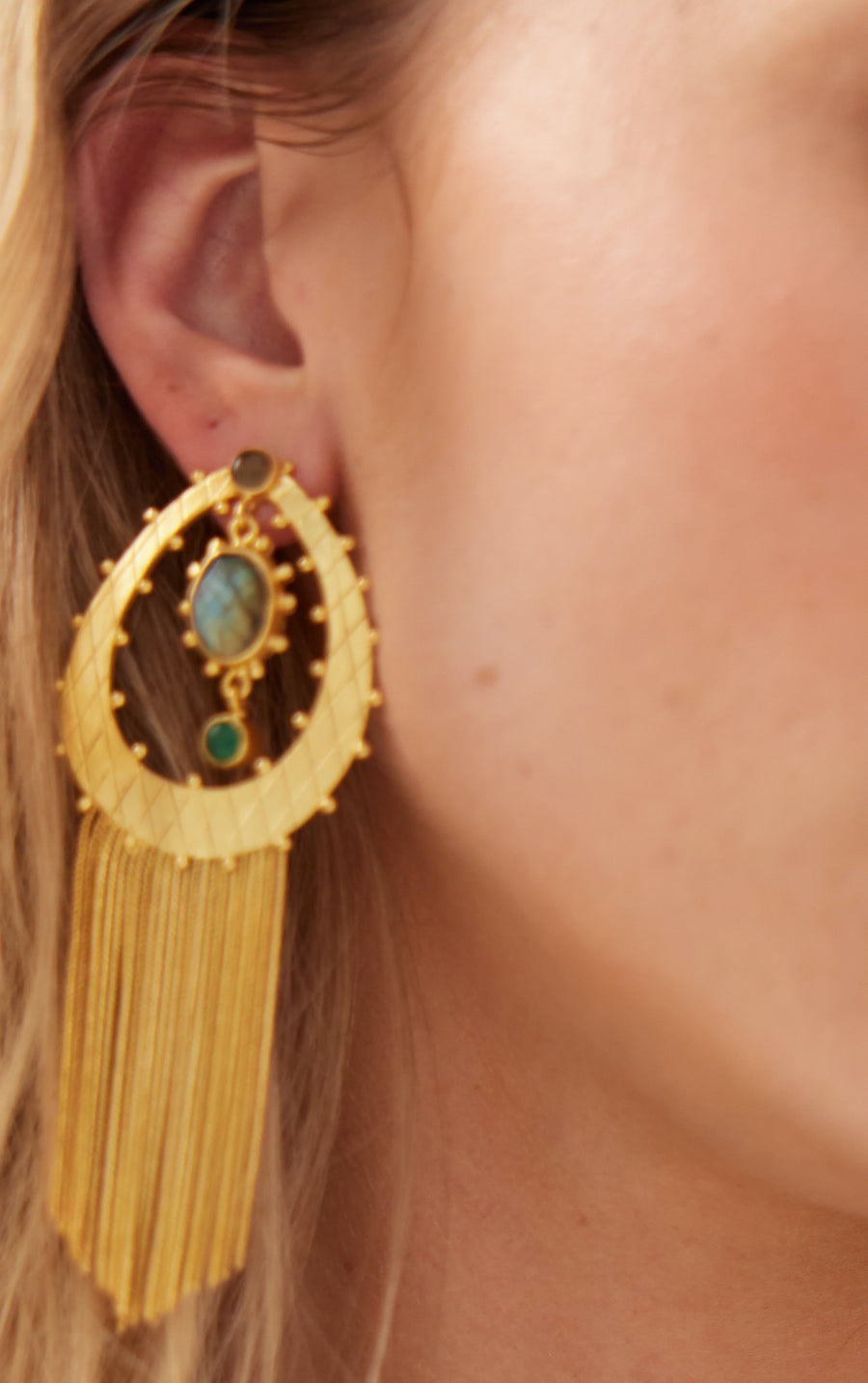 Quilted Fringe Earrings