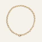 Lanamara Artisan Necklace — hammered gold rolo chain with front toggle clasp