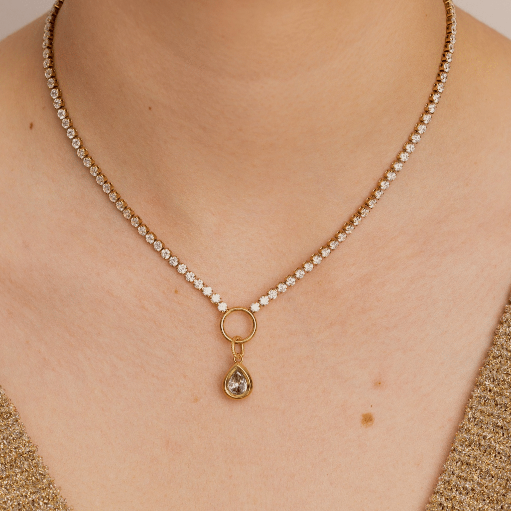 Clarity Tennis Necklace – Pear - Lanamara