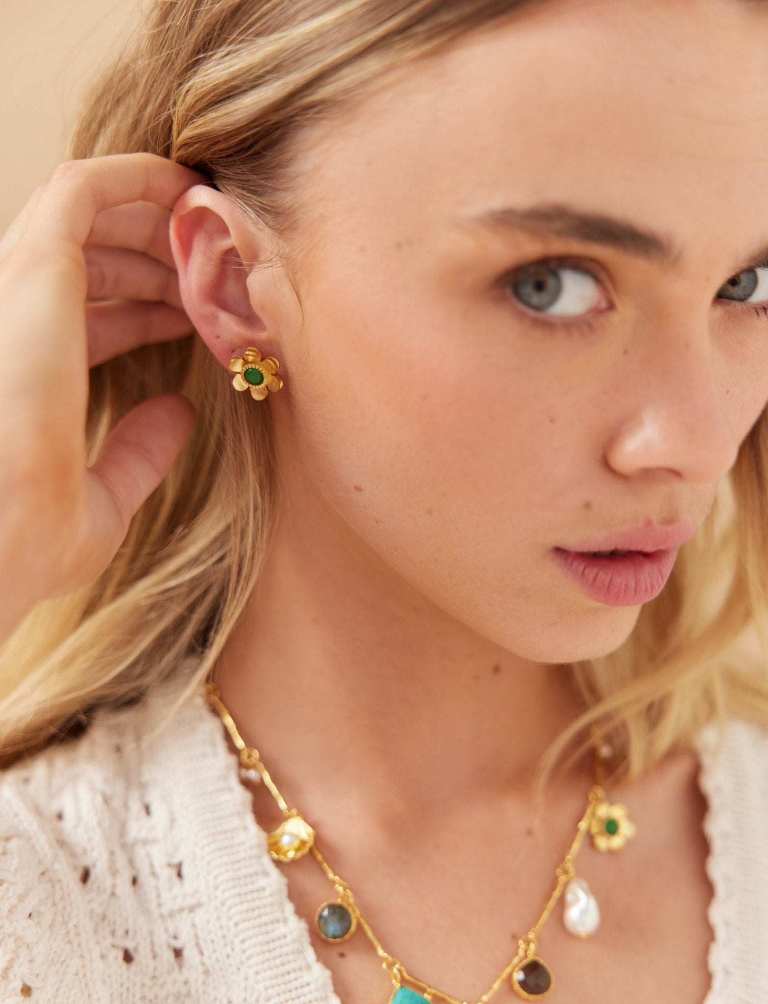 Daisy Studs - Green Onyx - Lanamara