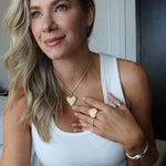 @catsanz wearing the Lanamara Heart Pendant Necklace 18k gold plated