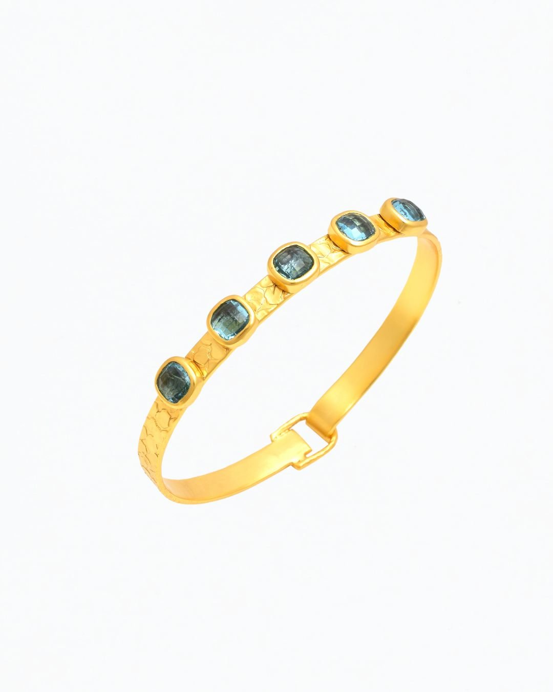 Reverie Hammered Aquamarine Bangle - LAST ITEM - Lanamara
